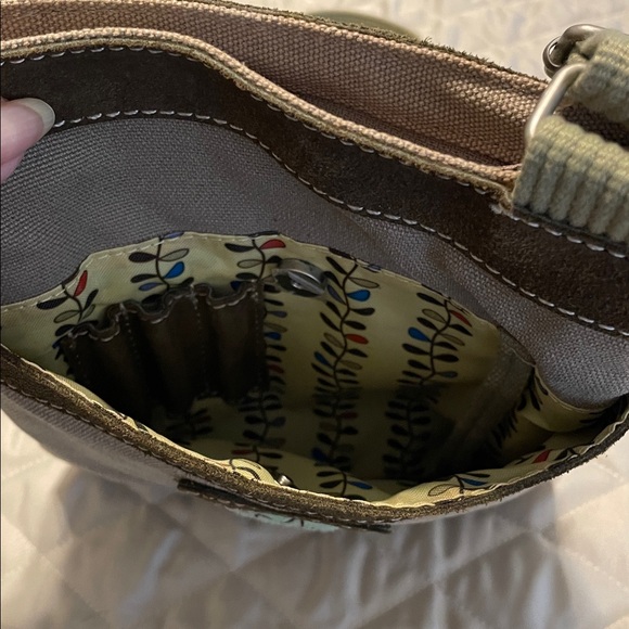 Vintage Sherpani crossbody, canvas Tan/khaki 7.5 width - Picture 4 of 5